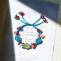 Handmade macrame crystal flower woven bracelet with blue cord and colorful gemstone charms. - Sound of Dunhuang Braided Bracelet - 1 Pc