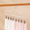 Percha multi-pinzas para calcetines tendedero doméstico a prueba de viento blanco - 8 clips / Blanco Crema