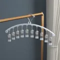 Stainless steel sock drying rack, multi-clip underwear hanger in quiet gray, windproof. - Horizontal Non-Slip Strong Clip / Quiet Gray