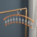 Arc-shaped multi-clip clothes drying rack in fallen leaves gold, stainless steel sock hanger. - Horizontal Non-Slip Strong Clip / Fallen Leaf Gold
