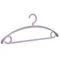 Light purple wide shoulder plastic clothes hanger, anti-slip design for adult clothing. - Blue