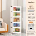 Armario de almacenamiento de plástico de 5 niveles, organizador blanco transparente para el hogar - 1 Capa / Blanco