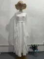 White long sleeve high neck ruffle dress elegant European court style spring fashion sku - S / White