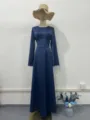 Solid color long sleeve maxi dress women spring elegant waisted casual daily wear - S / Dark Blue