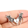 Bat wings heart alloy jewelry connector DIY pendant gothic style silver charm finding - Antique Silver