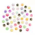 Colorful mini resin paw charms cute animal footprints for DIY phone case hair clips accessories - Purple Glitter Style (27K07)