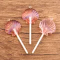 Resin Shell Lollipop Pendant DIY Acrylic Craft Charm for Jewelry Bag Clothes Decoration - Orange Red