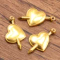 Gold tone alloy heart arrow pendant charm DIY jewelry making accessories 21x38mm for craft - Gold
