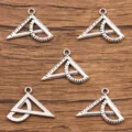 Silver metal ruler and protractor charms DIY jewelry craft accessories pendants for bag phone - Antique Silver