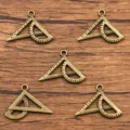 Bronze triangle ruler protractor charms DIY jewelry accessories for phone bag crafting 17x24mm - Antique Bronze