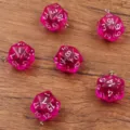 Ciondoli dadi a 20 facce in acrilico rosa trasparente per creazione gioielli e portachiavi - Viola