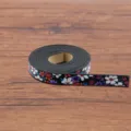 Cordon en cuir PU noir imprime de fleurs colorees pour fabrication de bijoux DIY. - N°1 Motif Floral Noir