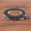 Rouleau de laniere en cuir PU a fleurs noires, accessoire bricolage bracelet collier - N°2 Motif Floral Noir