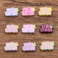 Bunte Emaille Legierung DIY Charm Perlen für handgemachte Armbänder und Halsketten Zubehör. - Doppelseitiger Prinzessin Slogan Stil / 11x17mm