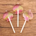 Shell lollipop resin pendant DIY charm colorful hanging ornament for crafts accessories - Rose Red
