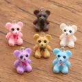 Breloques d'ours en résine mignons multicolores avec anneaux en métal pour fabrication de bijoux. - Ours de Dessin Animé (26A02) / 10 Pièces/Pack / Mélange Multicolore