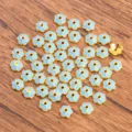 Light blue enamel flower bead caps 8x8mm for DIY bracelets, jewelry making component variant. - Blue