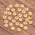 Pink enamel flower bead caps gold edge DIY jewelry making spacers 8x8mm charms crafts - Pink