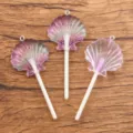 Purple gradient shell lollipop resin pendant charms for DIY jewelry making accessories 30x69mm - Purple