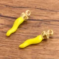Yellow Enamel Chili Pepper Charm Gold Tone Stainless Steel Pendant DIY Jewelry Finding Accessory - L / Yellow