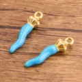 Blue and gold enamel cornucopia chili pendant charm for jewelry making DIY crafting accessories - L / Blue