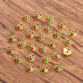 6 Colori 8x8mm Goccia Olio Smalto Fiore Perle Cappucci Gioielli DIY Distanziatori - rosso e verde