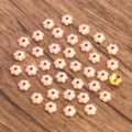 Perline fiore smaltate bordo oro rosa distanziatori DIY creazione gioielli braccialetto - bianco-rosa