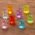 Pendentifs oursons en résine multicolores breloques DIY artisanat petits bijoux d'ours colorés - Ours de Dessin Animé (25C04)