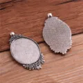Antiksilber Legierung Rose Fassung Schale Rohling für 40x30mm DIY Handwerk Detailansicht. - Antiksilber