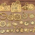 Dijes de aleación de oro vintage reloj engranaje DIY pulsera hecha a mano accesorios - Oro Viejo