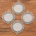 Vintage runde filigrane Anhänger Schalen Rohlinge für DIY Schmuckherstellung Zubehör - Antiksilber