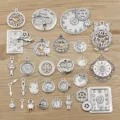 DIY alloy steampunk clock gear pendants vintage charms for jewelry making crafts accessories - 30g Pack (With Duplicates)