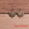 Detailed close-up view of antique bronze leaf charms, perfect for DIY jewelry making crafts. - Antique Bronze