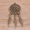 DIY alloy dreamcatcher pendant with feathers, vintage bronze jewelry making accessories accessory. - No 1 Antique Bronze