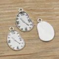 DIY alloy melting clock charms retro punk style pendants for jewelry making and phone accessories - No. 2 Clock / 13x22mm