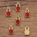 Colgante dije de despertador esmalte acero inoxidable dorado DIY joyería accesorios rojo - Estilo de Reloj de Alarma de Una Sola Cara (16I1-2) / 8X19mm