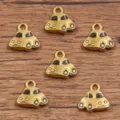 Amuletos de coche esmalte dorado para hacer joyería DIY pequeños colgantes bonitos - Estilo de Coche Pequeño de Doble Cara (16I1-3) / 12x12mm