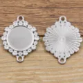 Edelstahl runde Fassung Anhänger Basis DIY Schmuck Zubehör Basteln Fundstücke - Doppel-Loch-Verbinder / 20mm Innenbreite / Stahlfarben