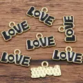 Alloy Enamel Love Letter Pendant DIY Jewelry Gold Plated Fashion Charm Accessories Gift - Black