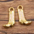 Edelstahl Emaillierte Cowboy Stiefel Anhänger Rosa Öl DIY Schmuck Zubehör Charms 12x21mm - Rosa Emaille