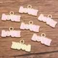 KC Gold Pink Enamel LOVE Letter Charms DIY Alloy Jewelry Pendants Accessories new style - Pink