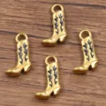 Goldene Cowboy Stiefel Charms, Emaillierte Metall DIY Schmuck Anhänger für Accessoires. - Schwarzer Emaille-Stil