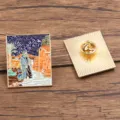 Artistic oil painting metal enamel pin badge, creative aesthetic lapel brooch for backpacks. - No. 2 Art Style / 29x35mm