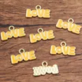 DIY alloy KC gold enamel letter LOVE charms pendant jewelry making craft accessories 11x20mm - Yellow