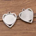 bandeja de bisel de corazon de acero inoxidable 304 base de colgante diy para joyeria - Diámetro interior 18mm / Color acero
