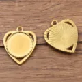 DIY acero inoxidable corazon bisel colgante bandejas joyeria fabricacion accesorios piezas - Diámetro interior 18mm / Dorado