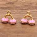 14x16mm Gold Stainless Steel Enamel Pink Dumbbell DIY Jewelry Pendant Charm for Bracelets - Pink