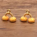 Stainless steel enamel dumbbell charm pendant for DIY jewelry in orange color style. - Orange
