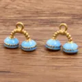 Blue and gold dumbbell stainless steel enamel DIY jewelry pendant charm for crafting accessories - Blue