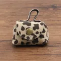 Kleine luipaardprint PU lederen muntbeurs ketting hanger oortelefoon hoesje mode accessoire - Bruin kettingkoord / Luipaard Wit